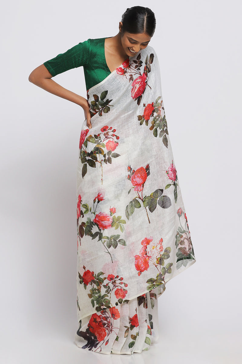 Desi Gulaab Linen Sari